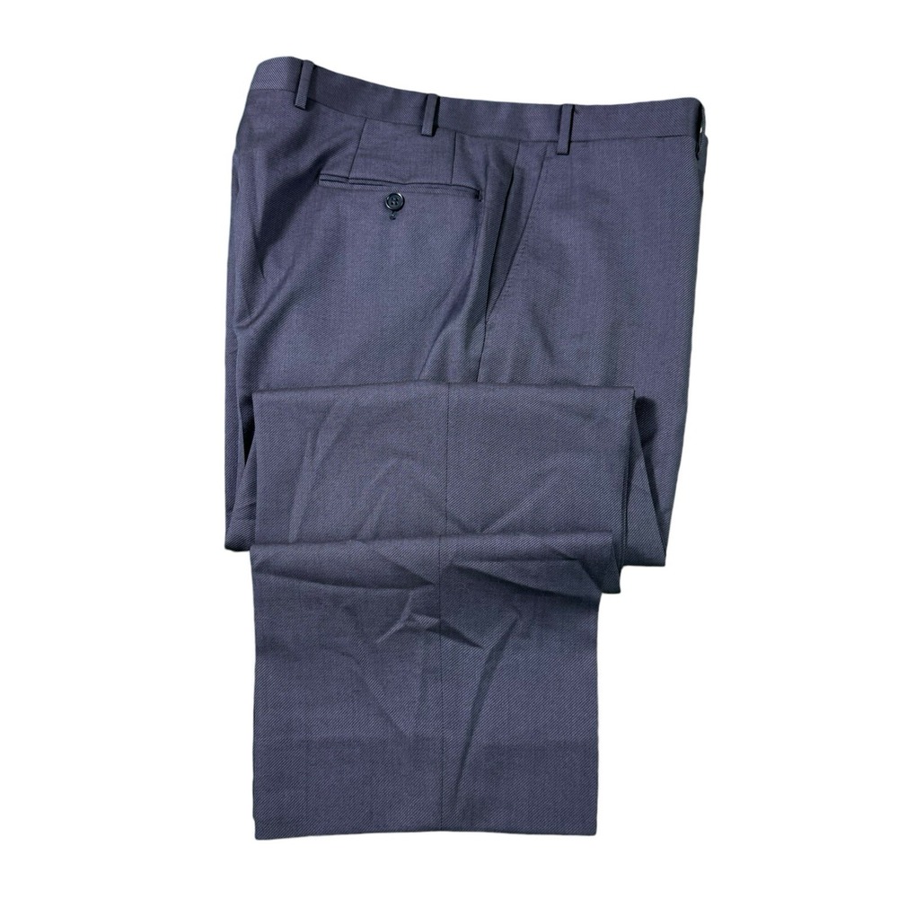 Canali Current 1934 Blue Pure Wool Flat Front Trouser Size 37x27+2